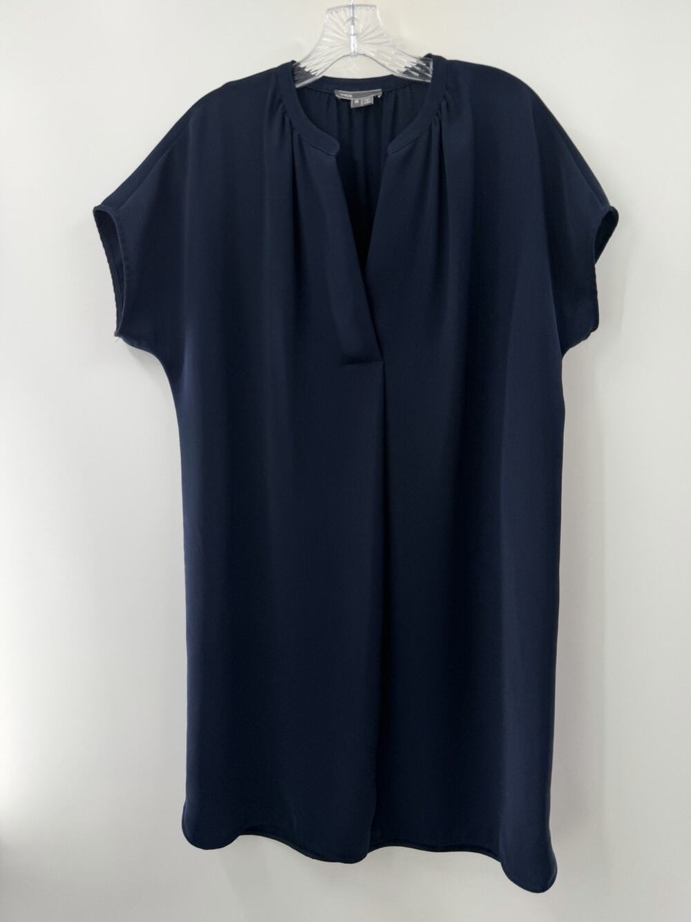 Vince Women's Shift Dress V-Neck Dolman Short Sleeve Navy Blue Size M EUC